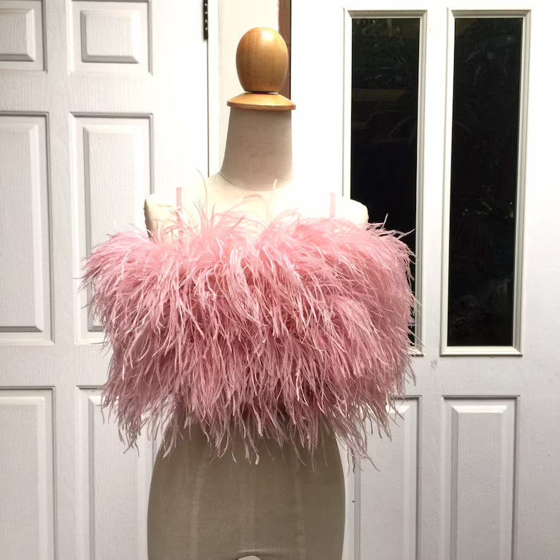 Sginstar Gina Dusty Rose Pink Ostrich Feather Cocktail Top for | Etsy | Etsy (US)
