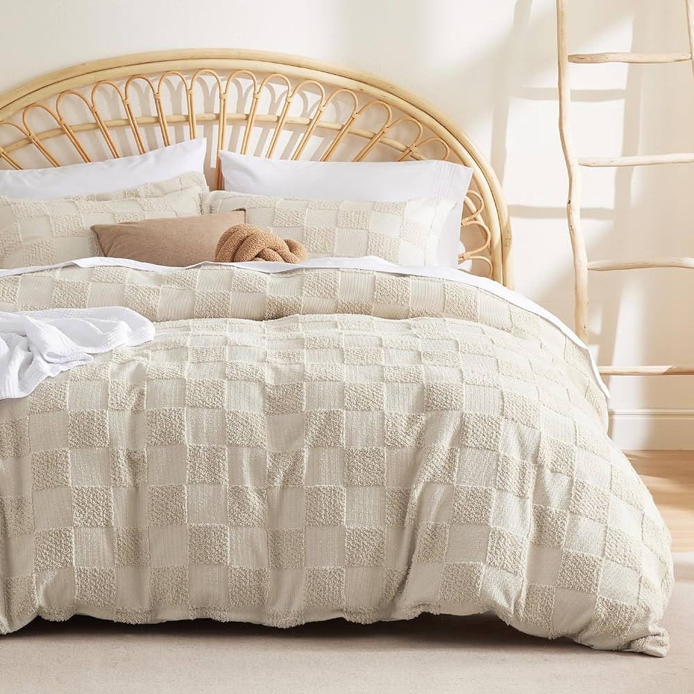 Bedsure Boho King Duvet Cover, Boho Tufted Bedding Duvet Cover Set, Checkerboard Home Bedding Duv... | Amazon (US)