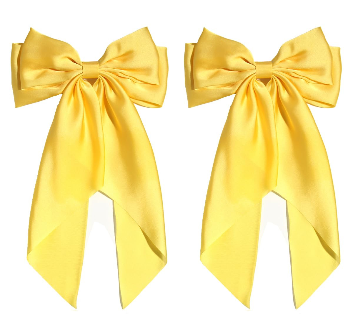 SUSULU Hair Bows for Women,Yellow Bow Hair Clips for Girl Hair Bows Barrette Metal Clips Long Rib... | Amazon (US)
