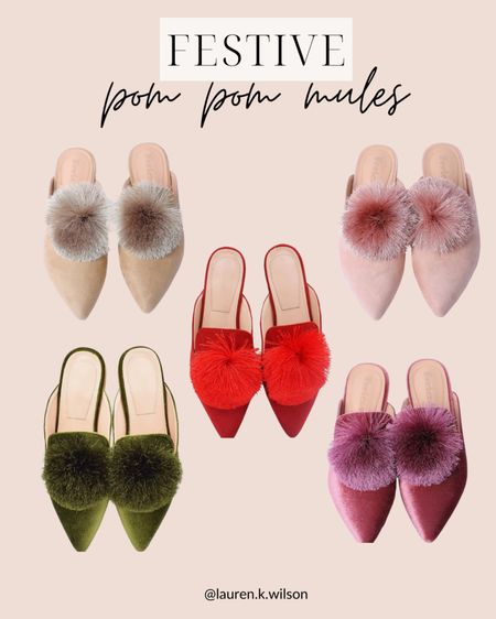 Festive Pom Pom, mules, pointed toe, holiday, Christmas, affordable, Christmas fashion 

#LTKSeasonal #LTKHoliday #LTKshoecrush