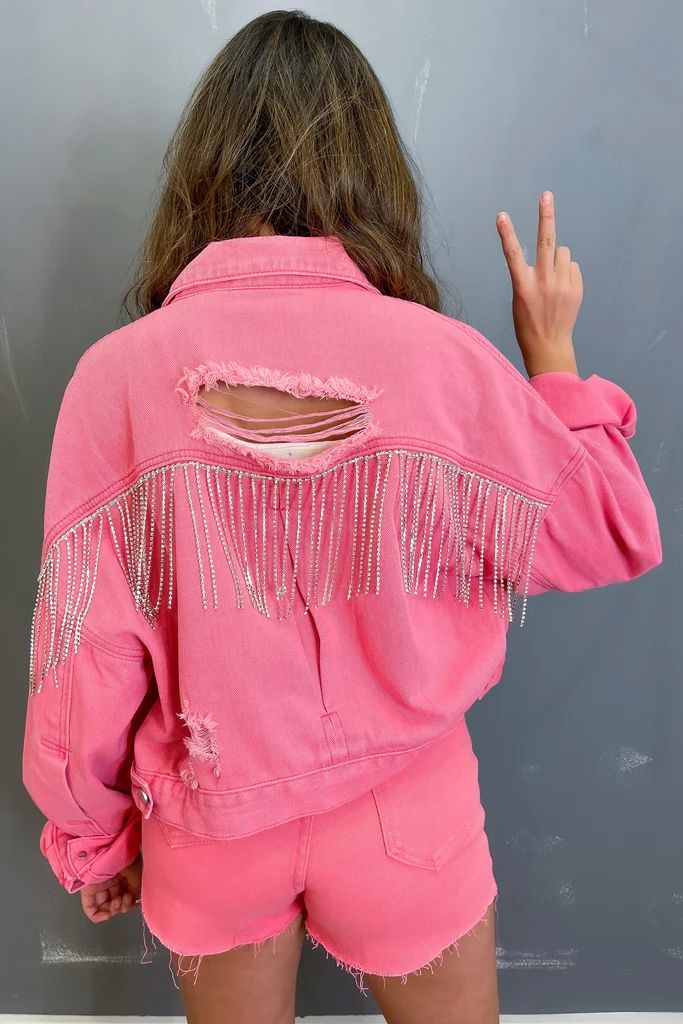 Late Nights in Nash Rhinestone Jacket-Hot Pink | Vogue Society Boutique