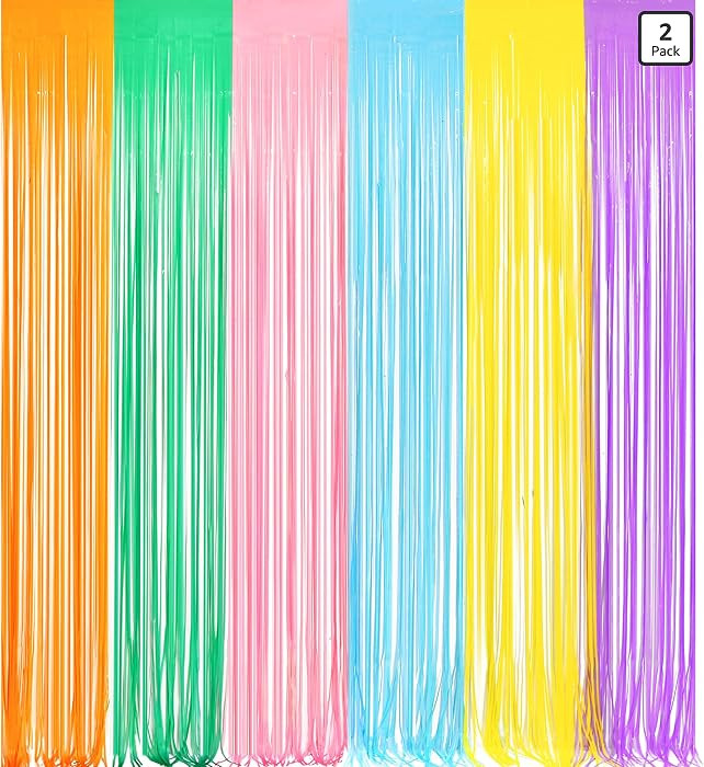 Pastel Tinsel Curtain Party Backdrop - GREATRIL Pastel Color Foil Fringe Curtain Photo Booth Stre... | Amazon (US)