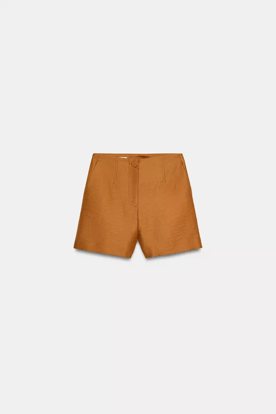 LINEN BLEND SHORTS WITH COVERED BUTTON | Zara UK