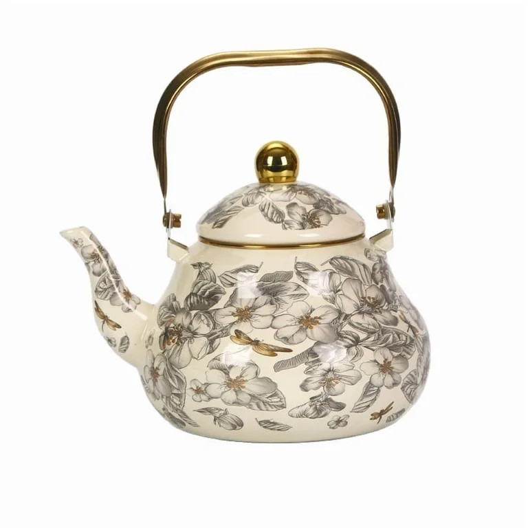 Vintage Style Enameled Tea Kettle with Floral Design – Durable Steel Construction, Versatile St... | Walmart (US)