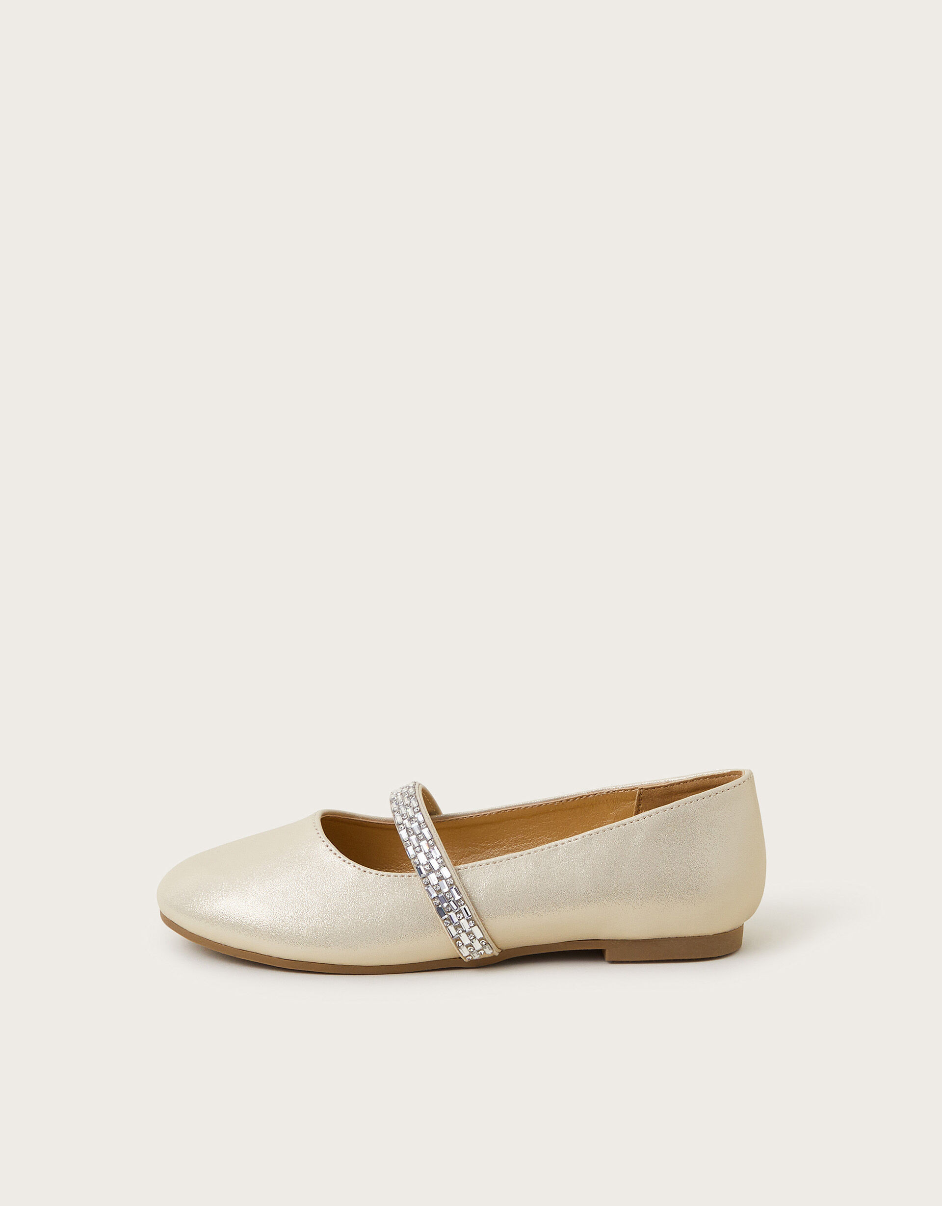 Bling Strap Ballet Flats Gold | Monsoon (UK)