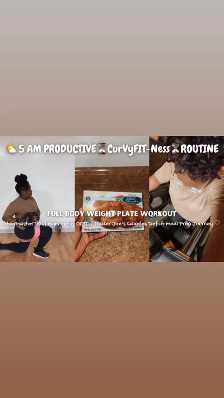 

🌤️ 5 AM PRODUCTIVE⏳CurVyFIT-Ness⏳ROUTINE  → FULL BODY WEIGHT PLATE WORKOUT → StairMaster Tips | Gym outfit OOTD | Trader Joe's Calories Deficit Meal Prep Journey & MORE♡

—————————————————————————
Salut BeautyKing🤴🏾& BeautyQueen 👸🏽💚💋💛 AKA Hello Transformers 💪🏾 - ready, set, let’s get that body toned 🔥😆. Let’s accentuate those hips, curves, waist, core, and glutes. 🍑🦵🏾 🏋🏾‍♀️💪🏾👟🤸🏽‍♀️

o	Shop My Faves & Learn how to multipurpose & transform your gym outfits aka elevated casual ⏳CurVyFIT→ https://www.shopltk.com/explore/LaBeautyQueenAna
o	Helpful Links → https://linktr.ee/labeautyqueenana

#LTKfitness #LTKfindsunder50 #LTKhome