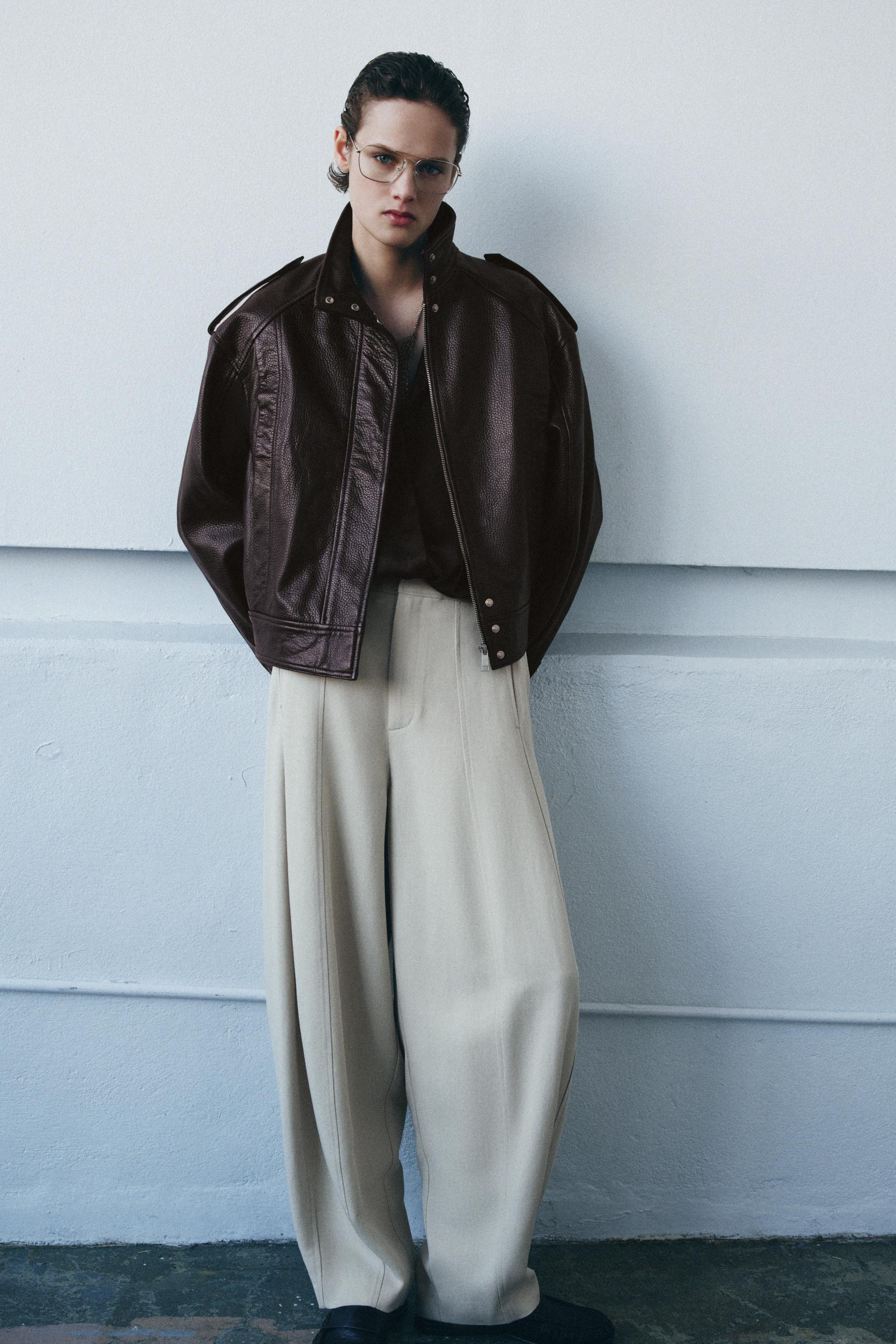 100% LEATHER BOMBER JACKET ZW COLLECTION LIMITED EDITION | Zara US