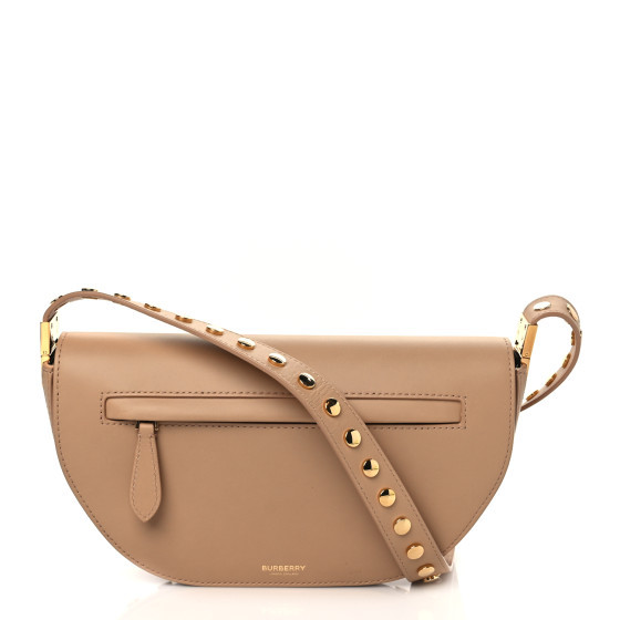 BURBERRY Calfskin Studded Small Olympia Shoulder Bag Cool Beige | FASHIONPHILE (US)