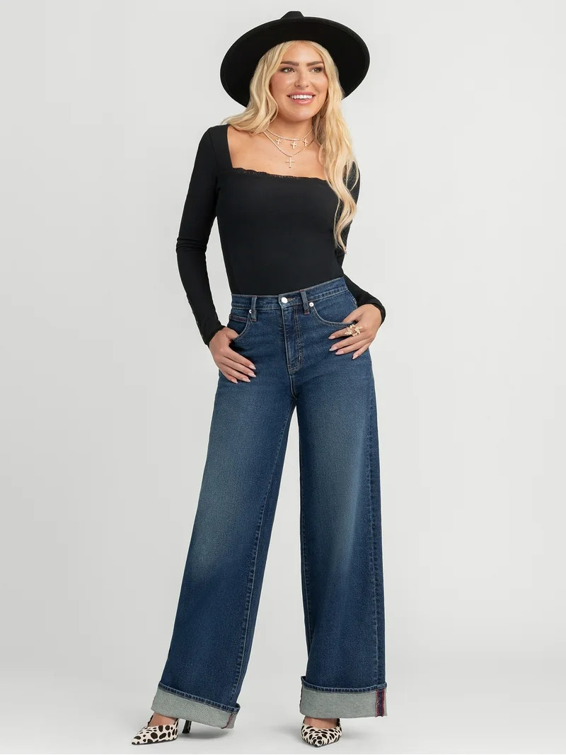 Jessica Simpson Women's and Women's Plus Freesia Wide Leg Jeans, 32" Inseam,Sizes 2-24W | Walmart (US)