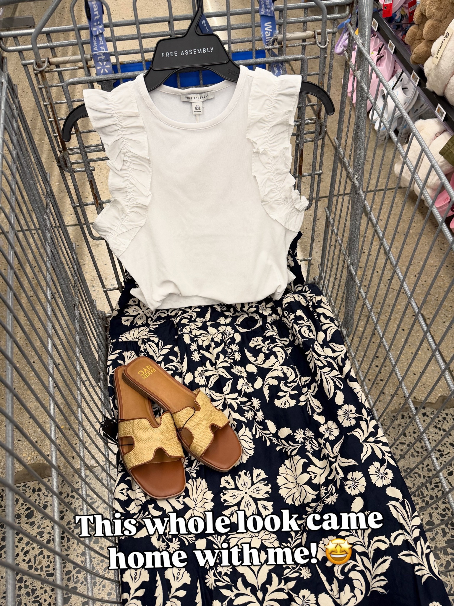 Walmart chic and classy affordable outfit with this midi skirt and ruffle detail tank. I am a medium in both pieces. #walmartfashion