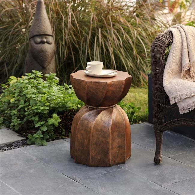 Luxen Home Modern MgO Indoor Outdoor Weathered Copper Garden Stool | Walmart (US)