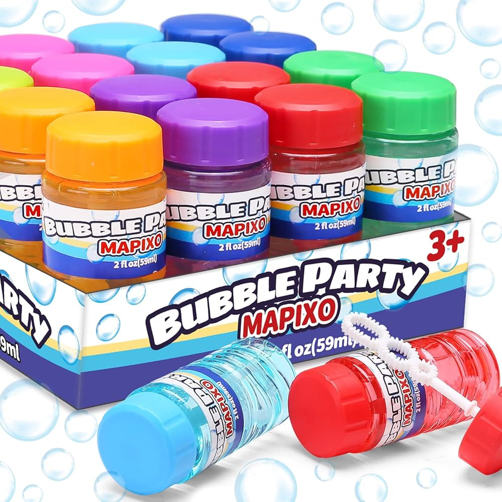 16 Pack Bubble for Kids Party Favors, Bubble Bottle with Wand Attached to The Cap, 8 Colors Bubbl... | Amazon (US)