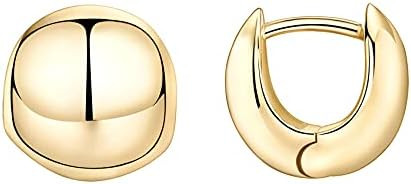 PAVOI 14K Gold Plated 925 Sterling Silver Post Ultra Thick Huggie Earring | Women's Mini Hoop Ear... | Amazon (US)