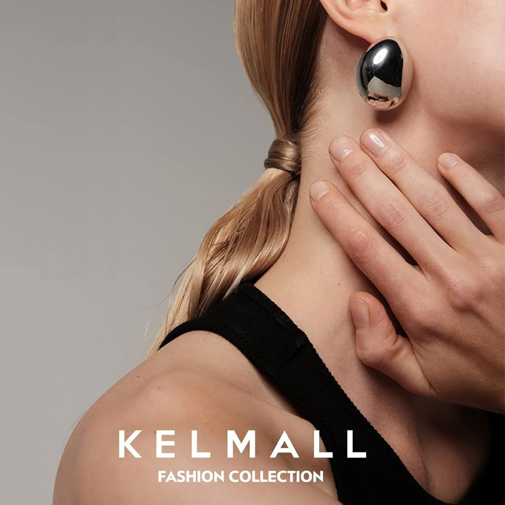 KELMALL Chunky Gold Hoop Statement Earrings for Women Thick Huggie Open Hoop Lightweight 925 Ster... | Amazon (US)