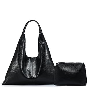 Hobo Shoulder Bag for Women Trendy Lightweight Soft Foldable Leather Hobo Tote Handbag with Coin ... | Amazon (US)