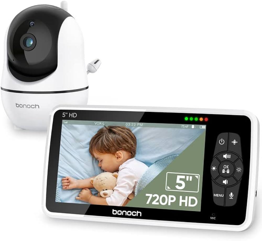 bonoch Baby Monitor with Camera and Audio, 5" 720P HD Video Baby Monitor No WiFi, Hack Proof, Rem... | Amazon (US)