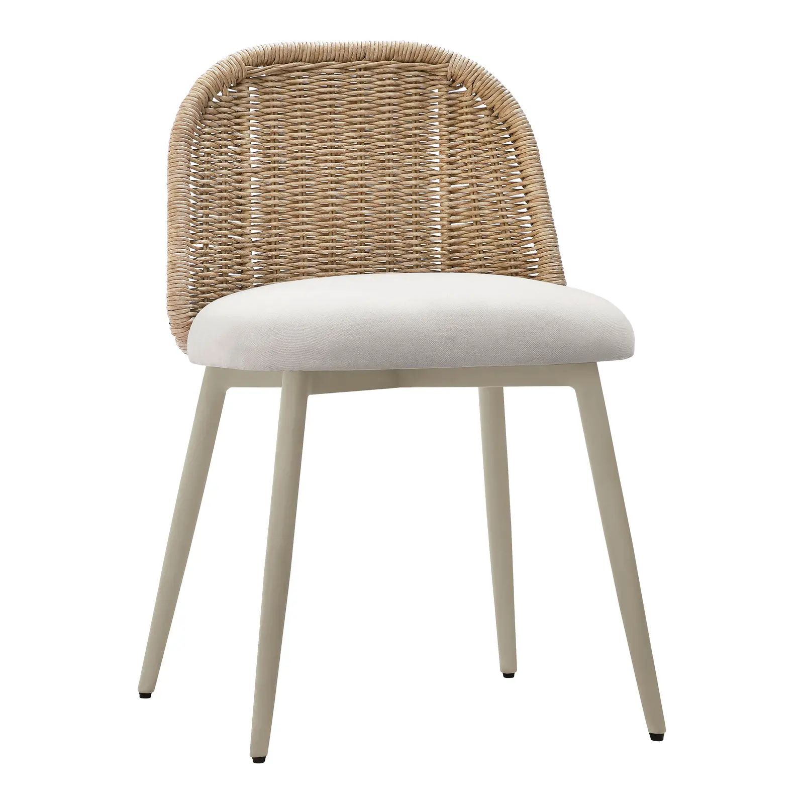 Alexa Wicker Outdoor Dining Chair, Cream | Chairish