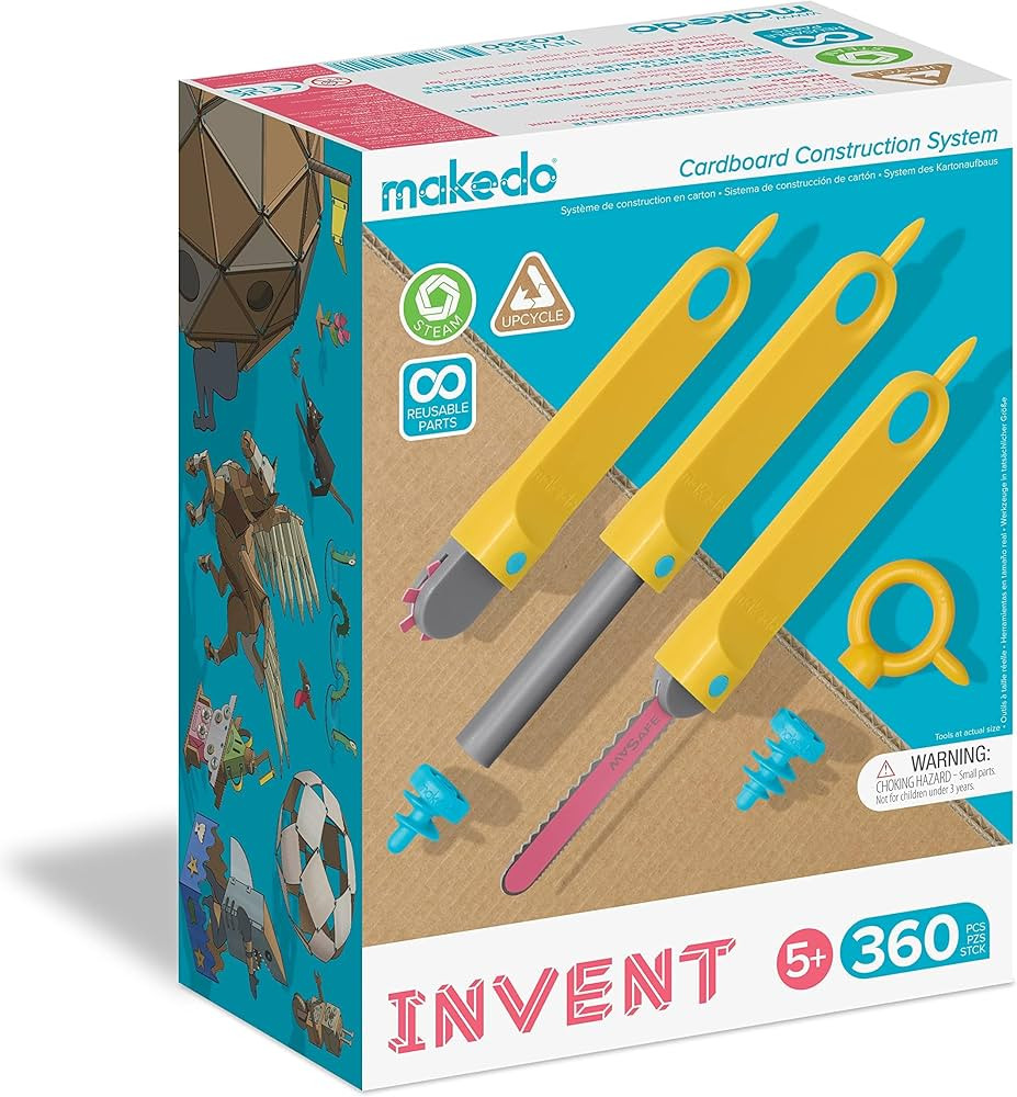 Makedo Invent | Upcycled Cardboard Construction Toolkit in Large Toolbox (360 Pieces) | STEM + ST... | Amazon (US)