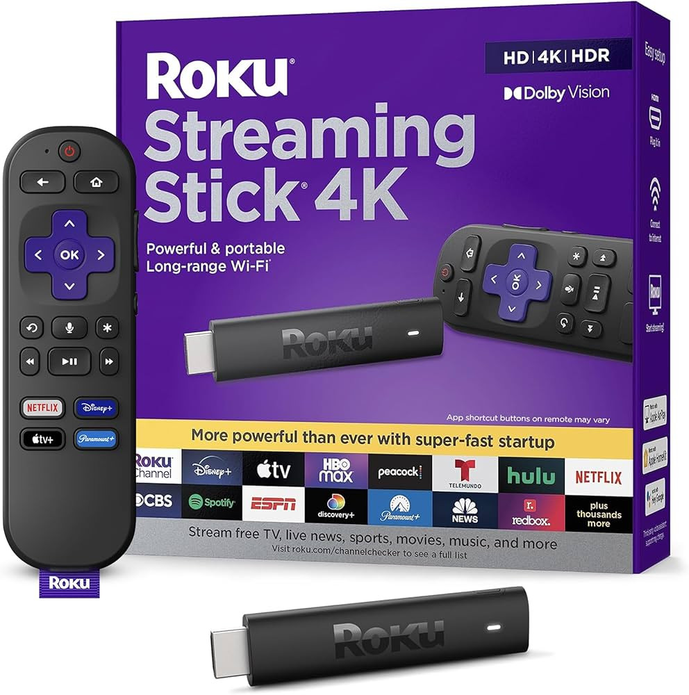 Roku Streaming Stick 4K | Portable Roku Streaming Device 4K/HDR/Dolby Vision, Roku Voice Remote, ... | Amazon (US)