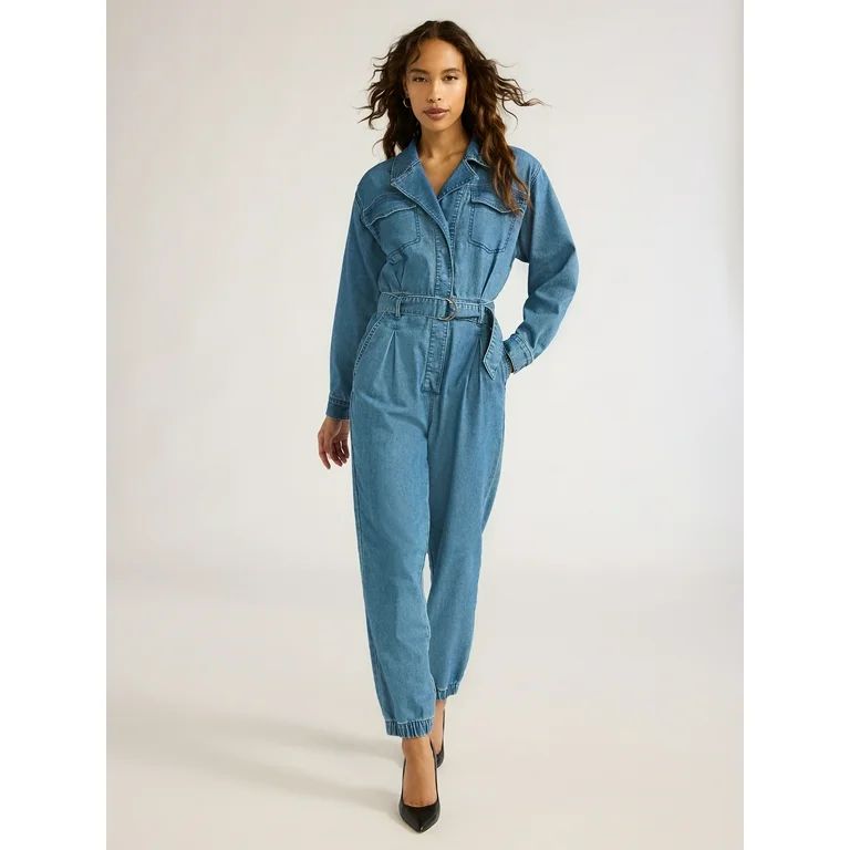 Sofia Jeans Women's and Women's Plus Size Utility Jumpsuit with Long Sleeves, 26" Inseam, Sizes X... | Walmart (US)