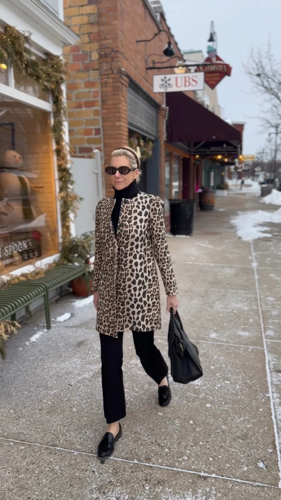 My Carolyn Bessette Kennedy vibe today.  Her leopard coat was belted but this one (old Zara but found) is pretty darn great too!  Paired with cropped bootcut knit pants, a black turtleneck, black comfortable loafers and of course amazing sunnies that are almost exactly like here 

#LTKOver40 #LTKdayinmylife #LTKSaleAlert