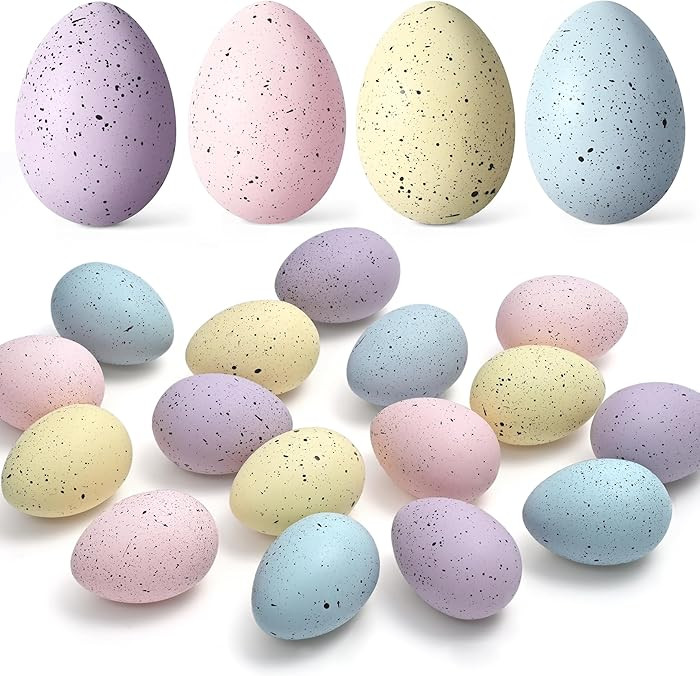 Waipfaru 16 Pcs Easter Eggs, Plastic Easter Decorations, Speckled Easter Table Decor, Easter Cent... | Amazon (US)