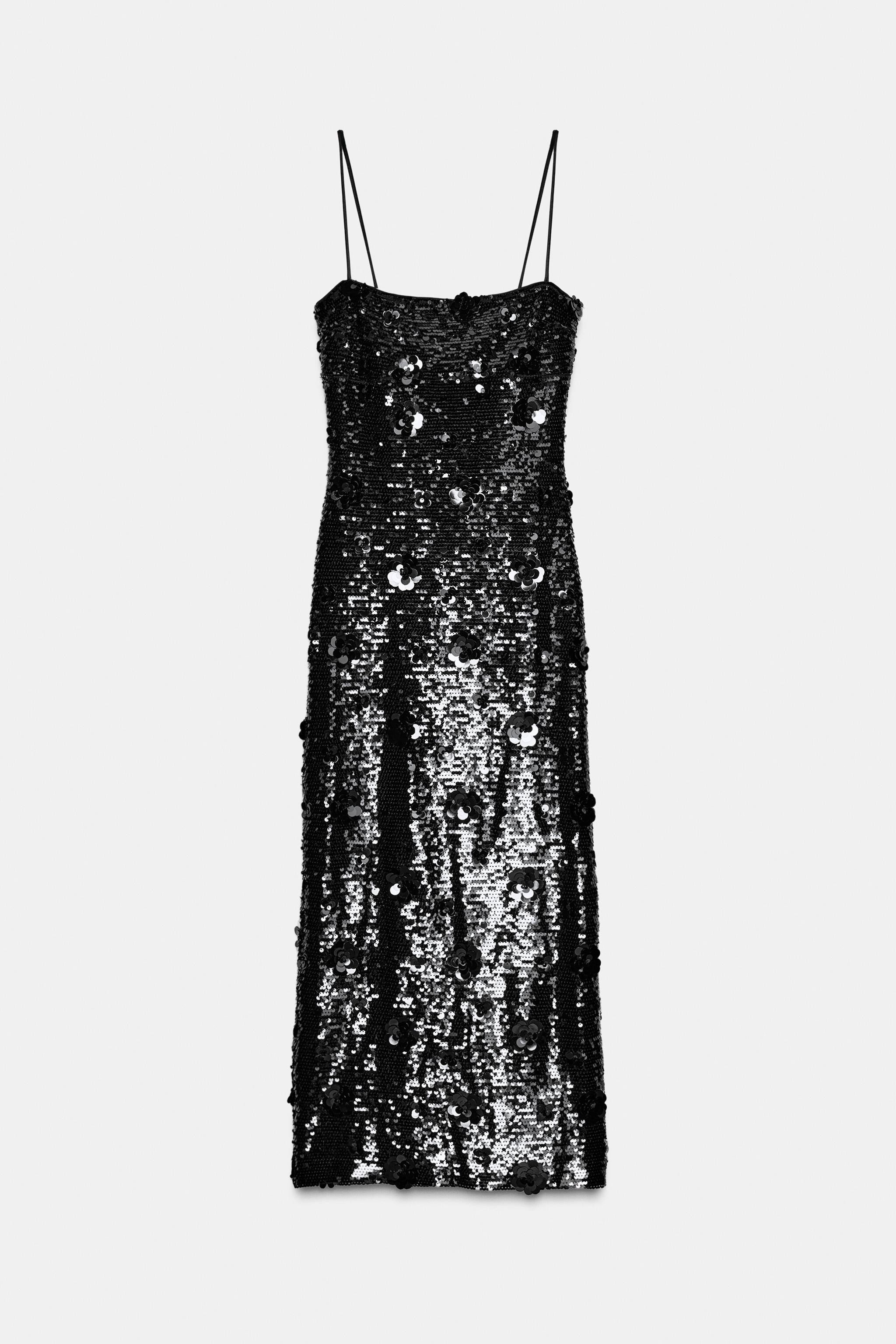 FLORAL SEQUIN MIDI DRESS | Zara UK