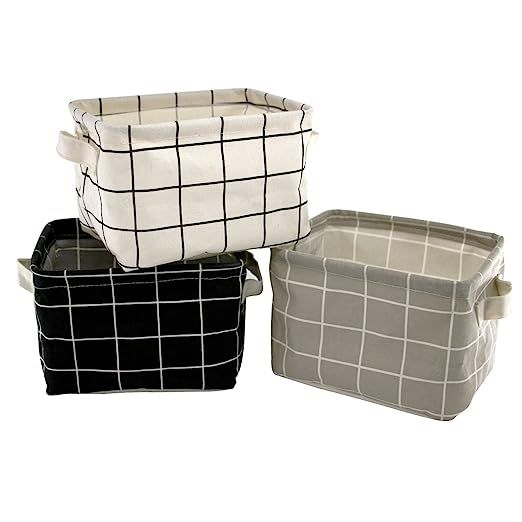 FocuH Stylish Storage Basket Cotton and Linen Fabric Mini Storage Cubes Nursery Storage Baskets w... | Amazon (US)