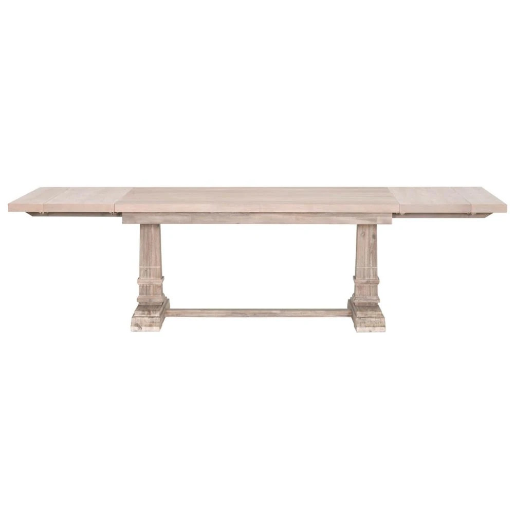 Julian French Natural Grey Acacia Trestle Extendable Dining Table | Kathy Kuo Home