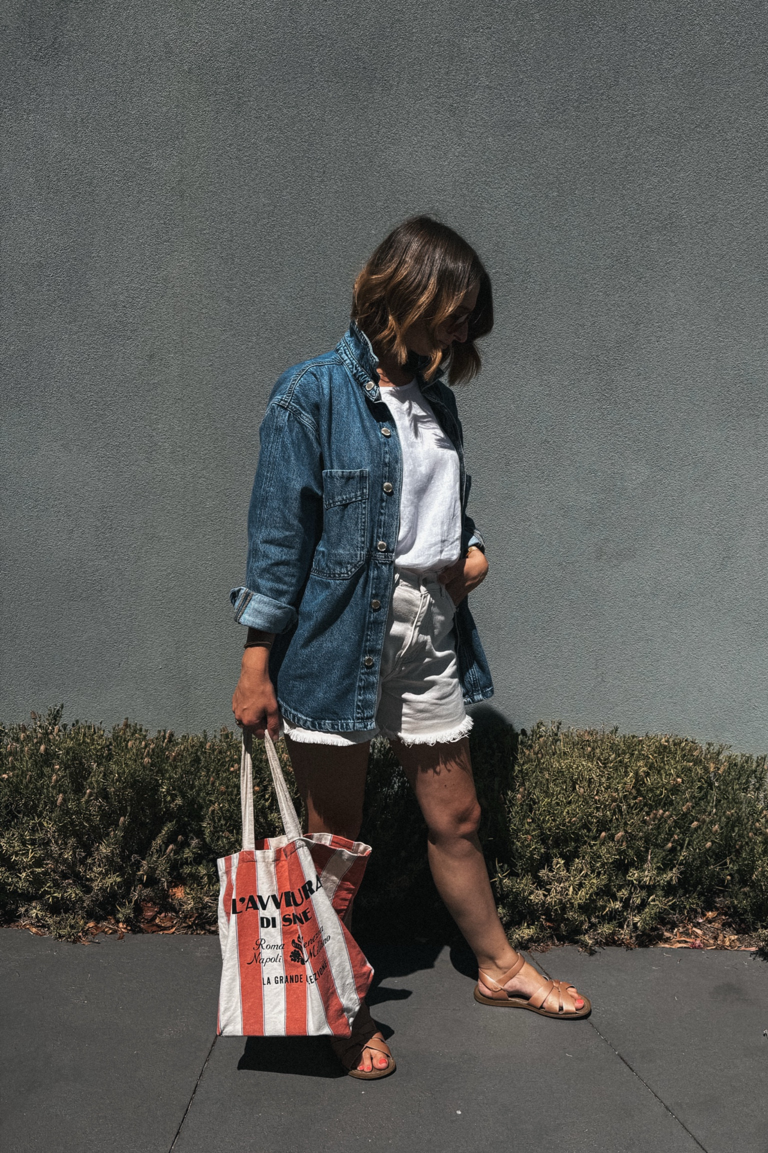 Ava Linen Cami - Montaigne Paris. Wearing a size small 
Shirts - Dissh. Bought preloved. Wearing my usual size 8
Denim Shacket - ceres life. Wearing my usual size 8 
Sandals - tts 

#LTKsummer #LTKFashionMonth #LTKaustralia