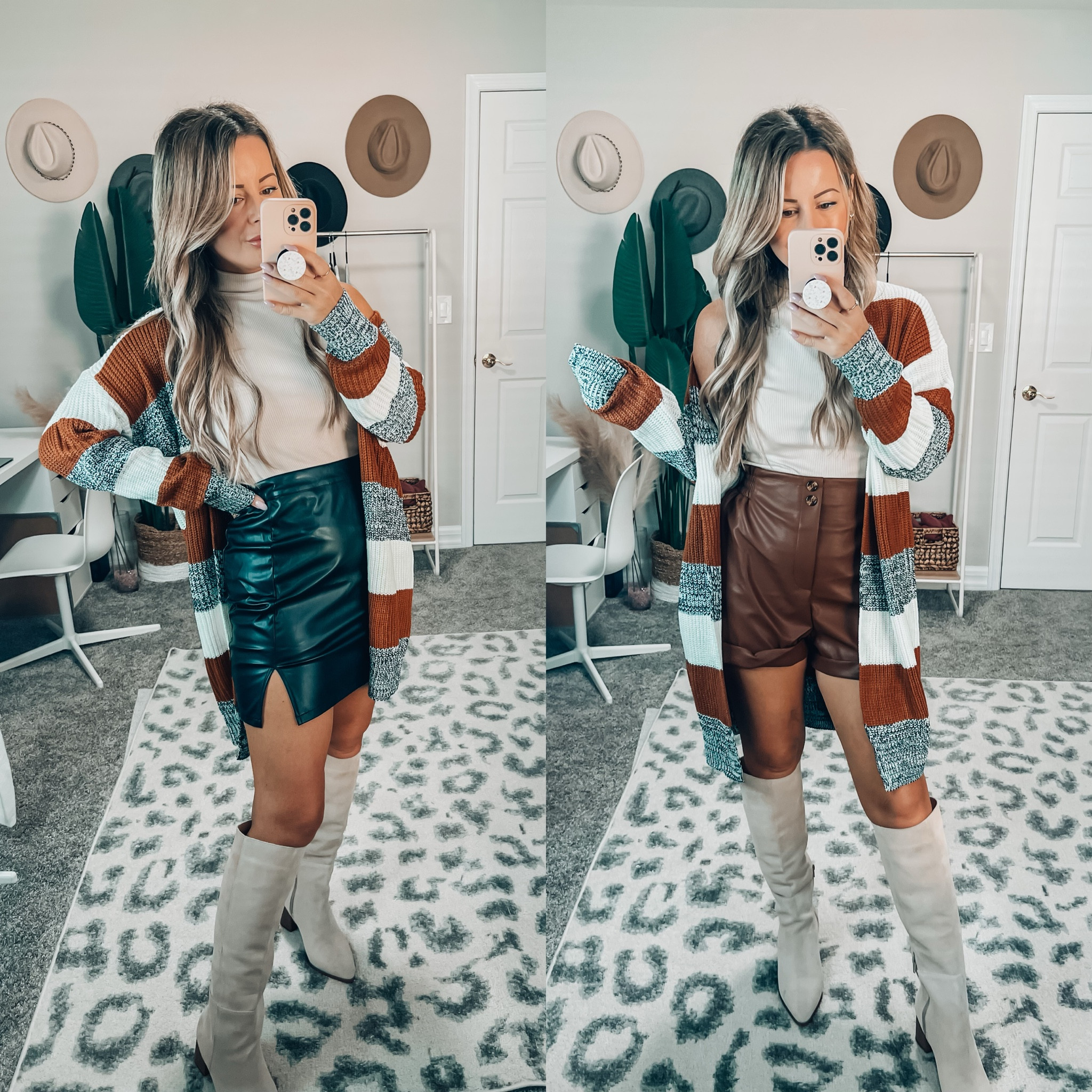 Neutral look for fall. Faux trendy fall fashion. Long cardigan with knee high boots. 

#LTKfindsunder50 #LTKSeasonal #LTKstyletip