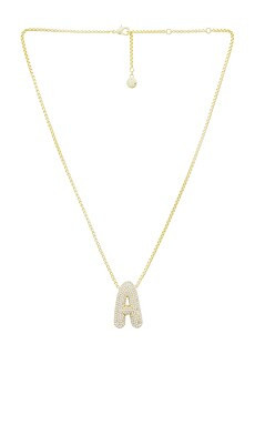 BaubleBar Pave Bubble Initial Necklace in Clear & Gold from Revolve.com | Revolve Clothing (Global)