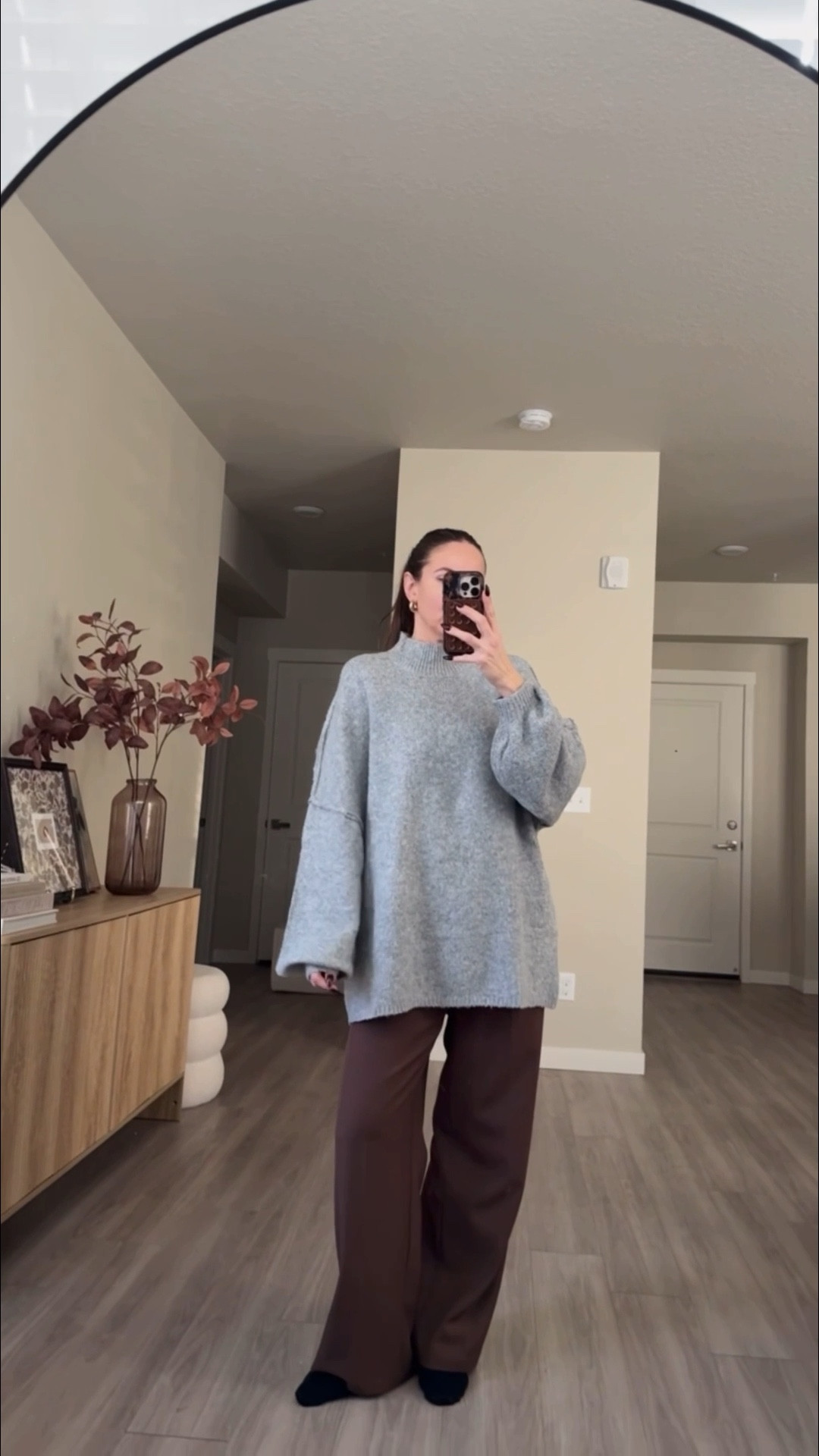 number one trending sweater on amazon right now!!

cozy sweater.  wearing medium.  no need to size up.  it's very oversized. 