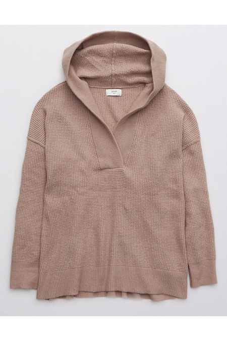 Aerie CozyUp Waffle Sweater Hoodie | American Eagle Outfitters (US & CA)
