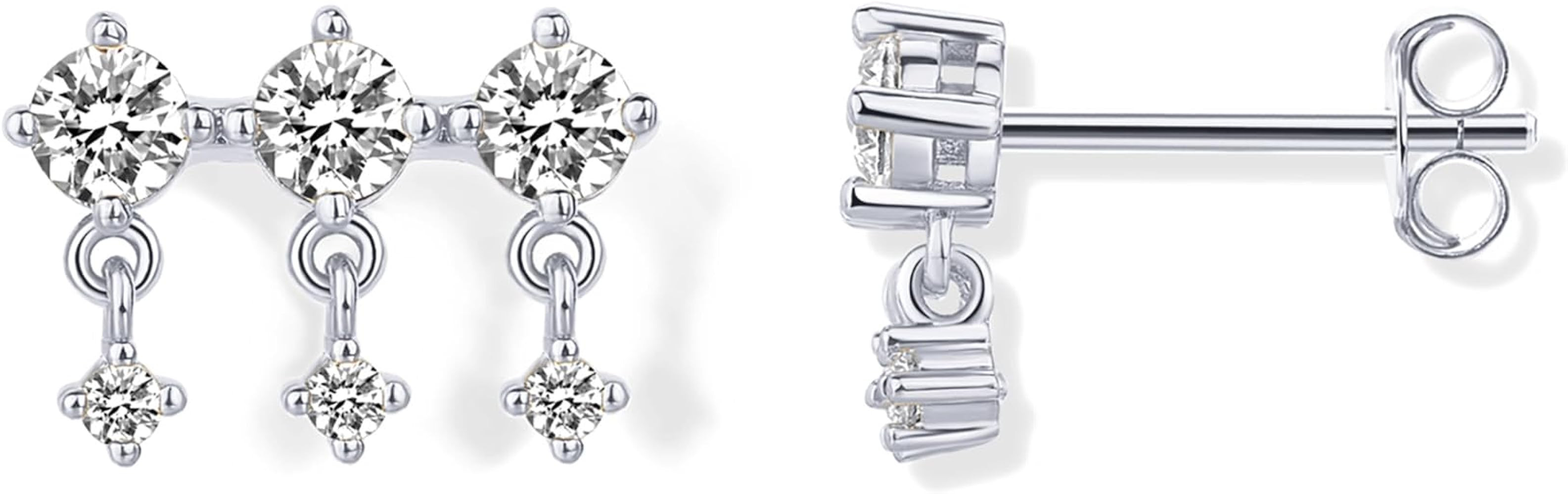 PAVOI 14K Gold Plated Sterling Silver Posts Dangle Statement CZ Stud Earrings for Women | Cubic Z... | Amazon (US)