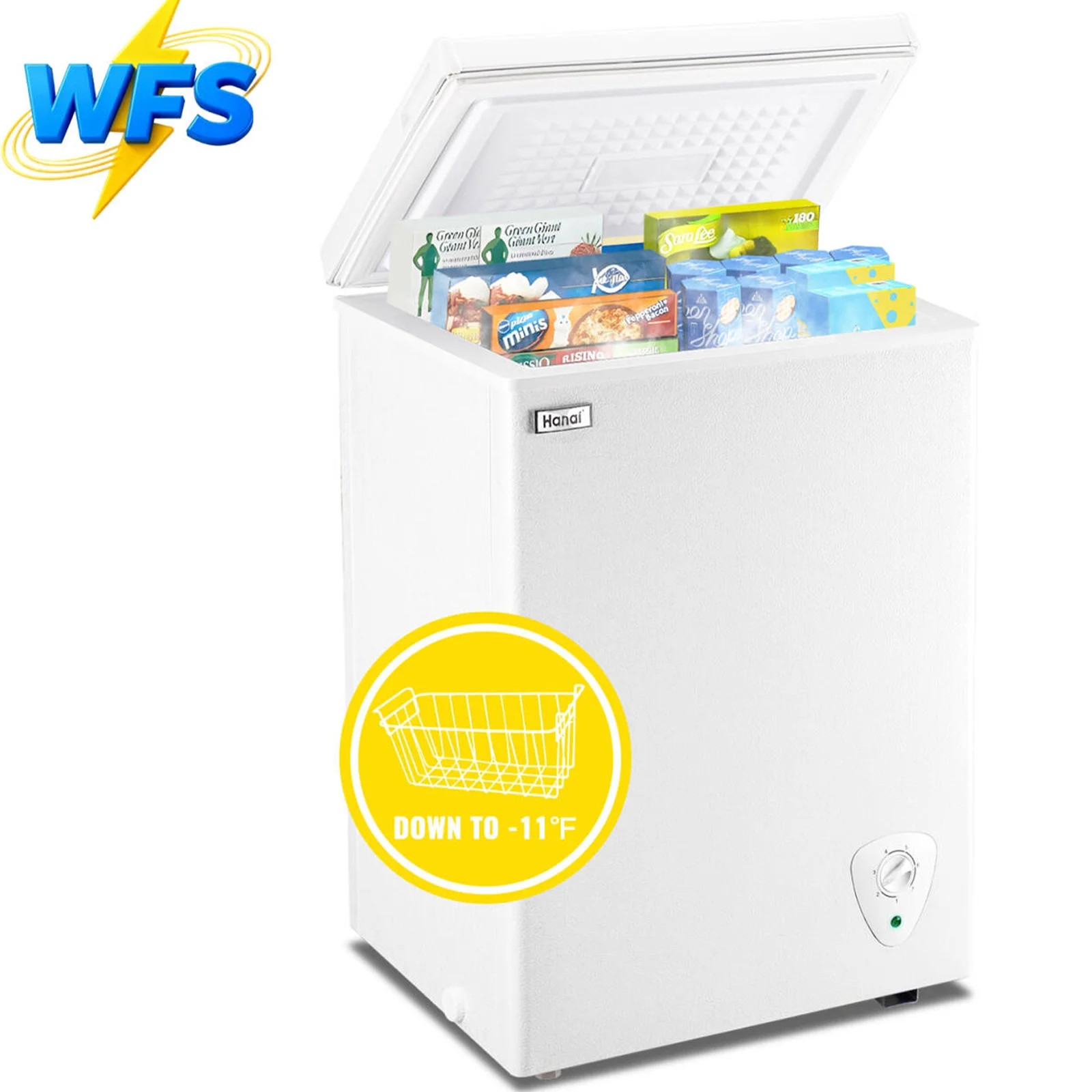 WANAI 3.5 Cu.ft Chest Freezer Small Deep Freeze with 7 Gears Temp Control Office Dorm Kitchen White | Walmart (US)