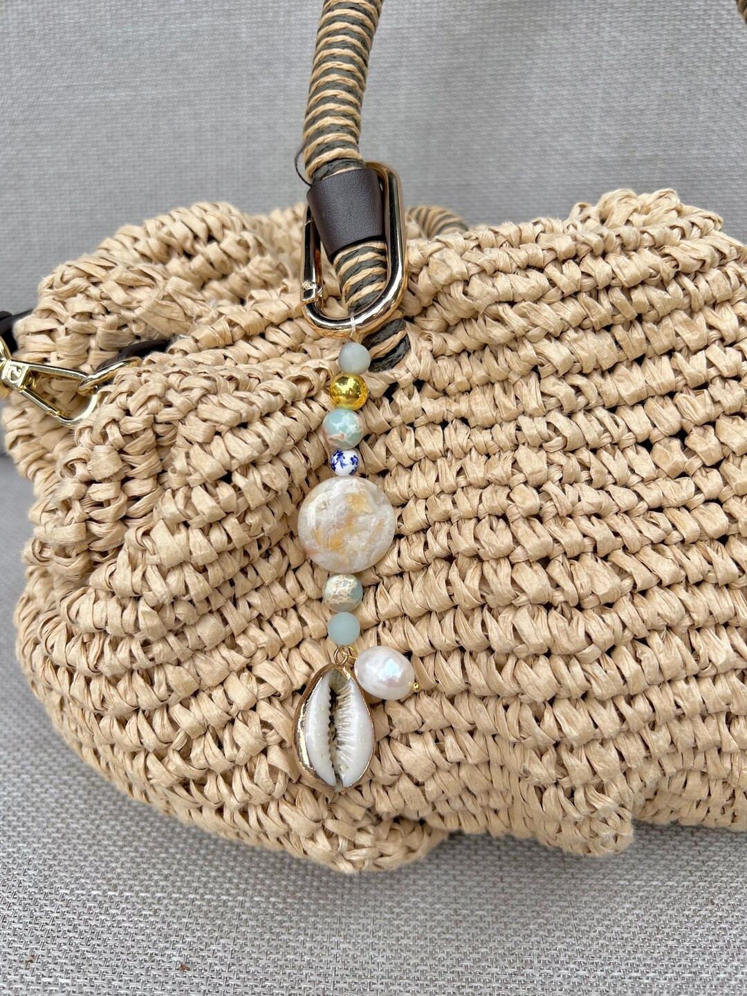 Ocean Seashell Bag Charm; Beach Gold Shell Keychain - Etsy | Etsy (US)