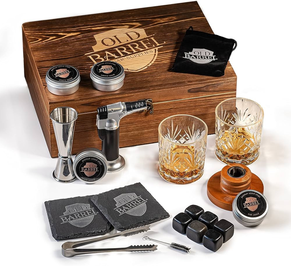 Cocktail Smoker Kit with Torch-4 Flavors Wood Chips-Old Fashioned Cocktail Kit-Premium Whiskey Sm... | Amazon (US)