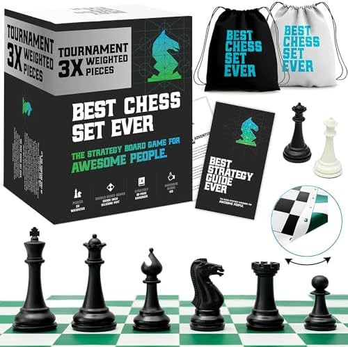Best Chess Set Ever 3X Triple Weighted Tournament Size Chess Game (4" King) Large Staunton Modern... | Amazon (US)