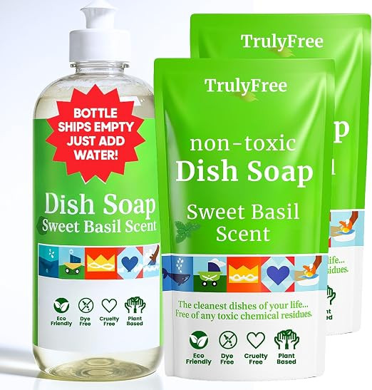 Truly Free Non-Toxic Dish Soap Kit - Sweet Basil - 16 fl oz | Amazon (US)