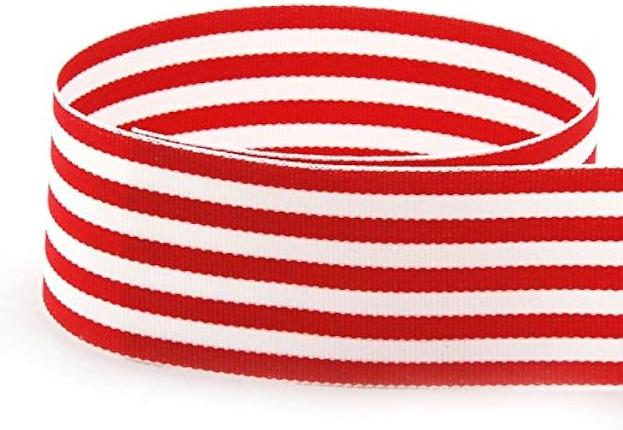 USA | American Made 1-1/2" Red & White Monarch Striped Grosgrain Ribbon - 20 Yards (Multiple Colo... | Amazon (US)