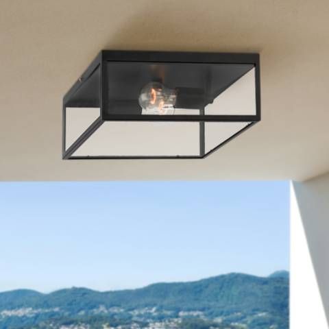 John Timberland Titan 12" Matte Black Square Outdoor Ceiling Light - #84H54 | Lamps Plus | Lamps Plus