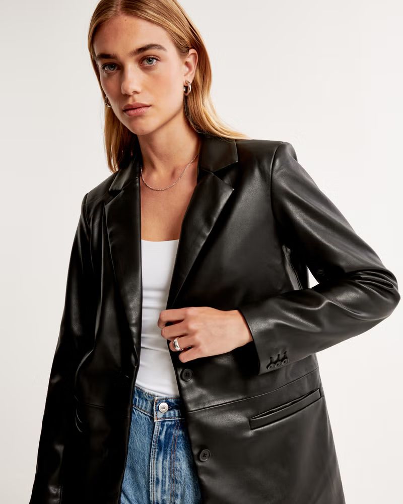 Vegan Leather Blazer | Abercrombie & Fitch (US)