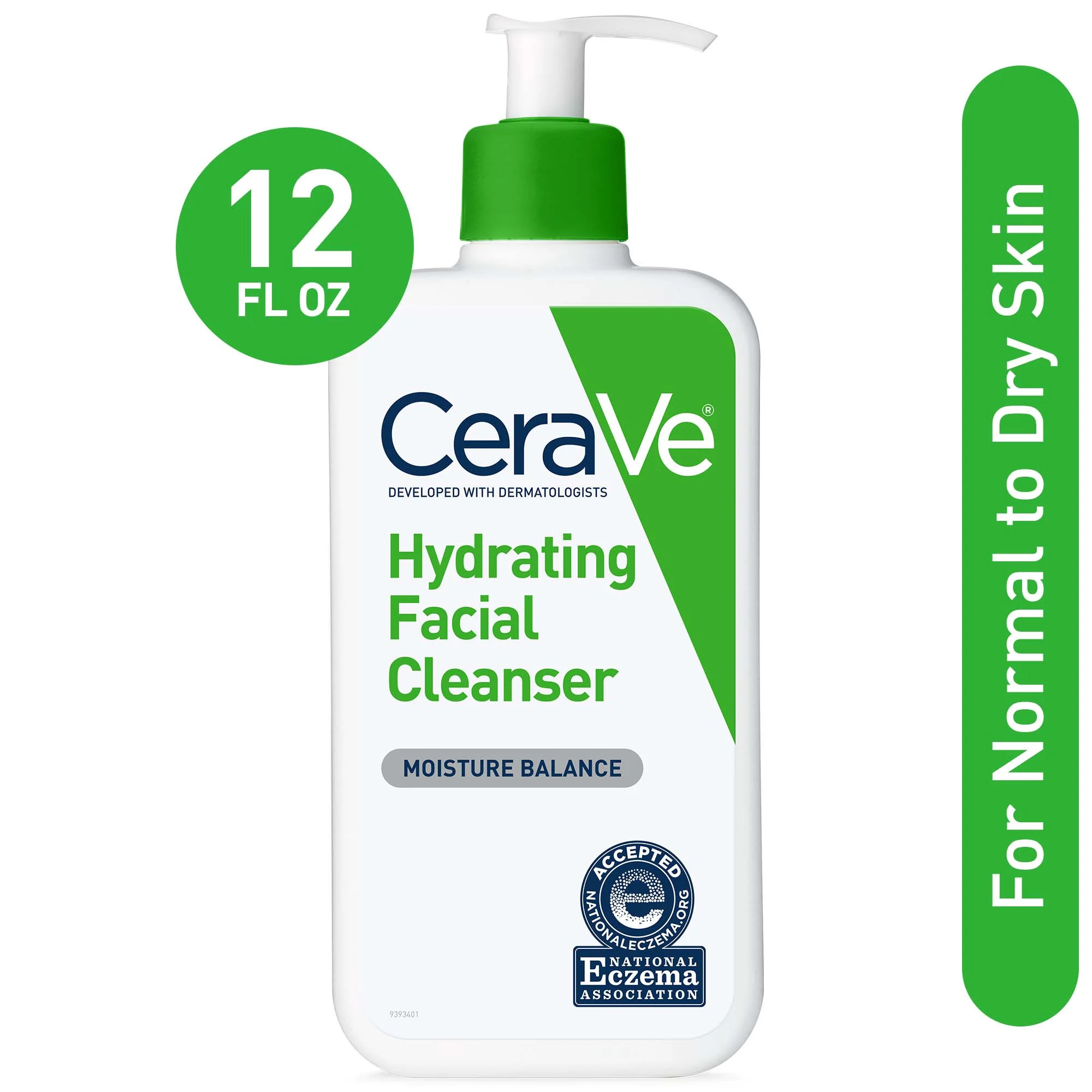 CeraVe Hydrating Facial Cleanser, Face Wash for Normal to Dry Skin, 12 fl oz | Walmart (US)