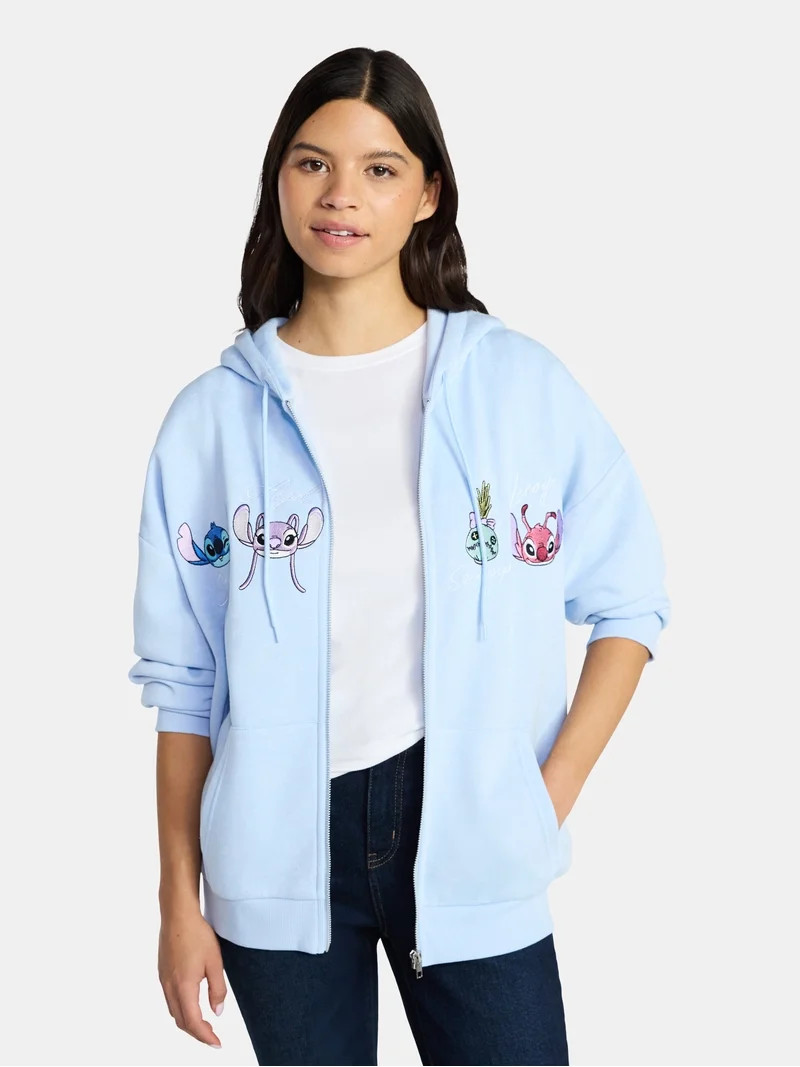 Disney Stitch Women's Graphic Zip-Up Hoodie Sweatshirt, Sizes XXS-XXL | Walmart (US)