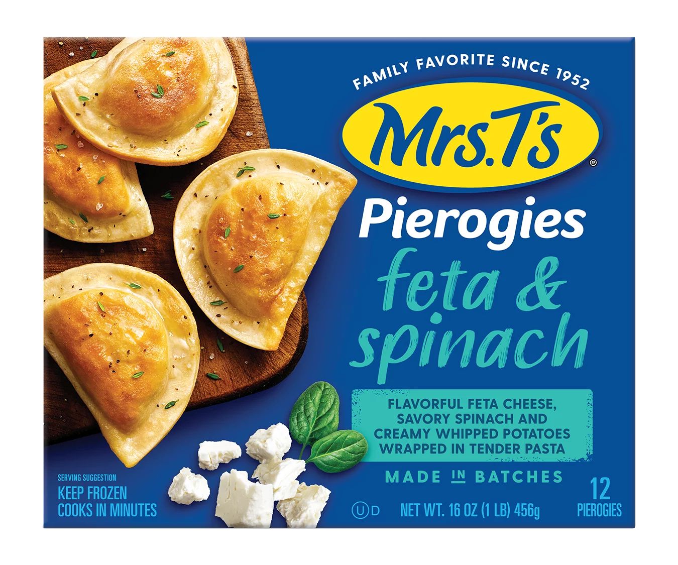 Mrs. T's® Pierogies Feta & Spinach, 12 Count, 16.0oz Box (Frozen) | Walmart (US)