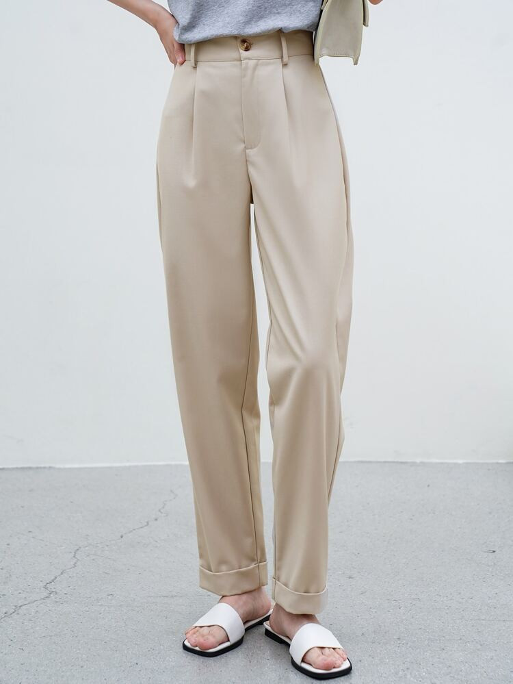 Dazy-Less High Waist Fold Pleated Pants | SHEIN