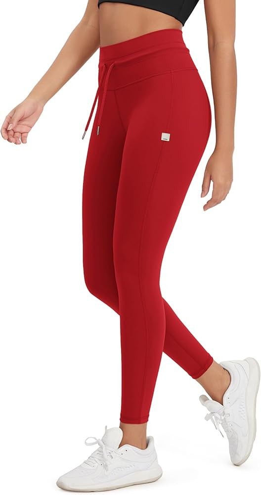 ODODOS Women's Drawstring Tie Daily Leggings 25" / 28" High Waist Workout Yoga Pants | Amazon (US)