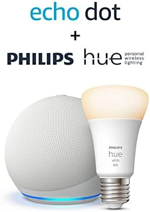 Echo Dot (5. Generation, 2022), Weiß + Philips Hue White Smart Bulb (E27), Funktionert mit Alexa... | Amazon (DE)