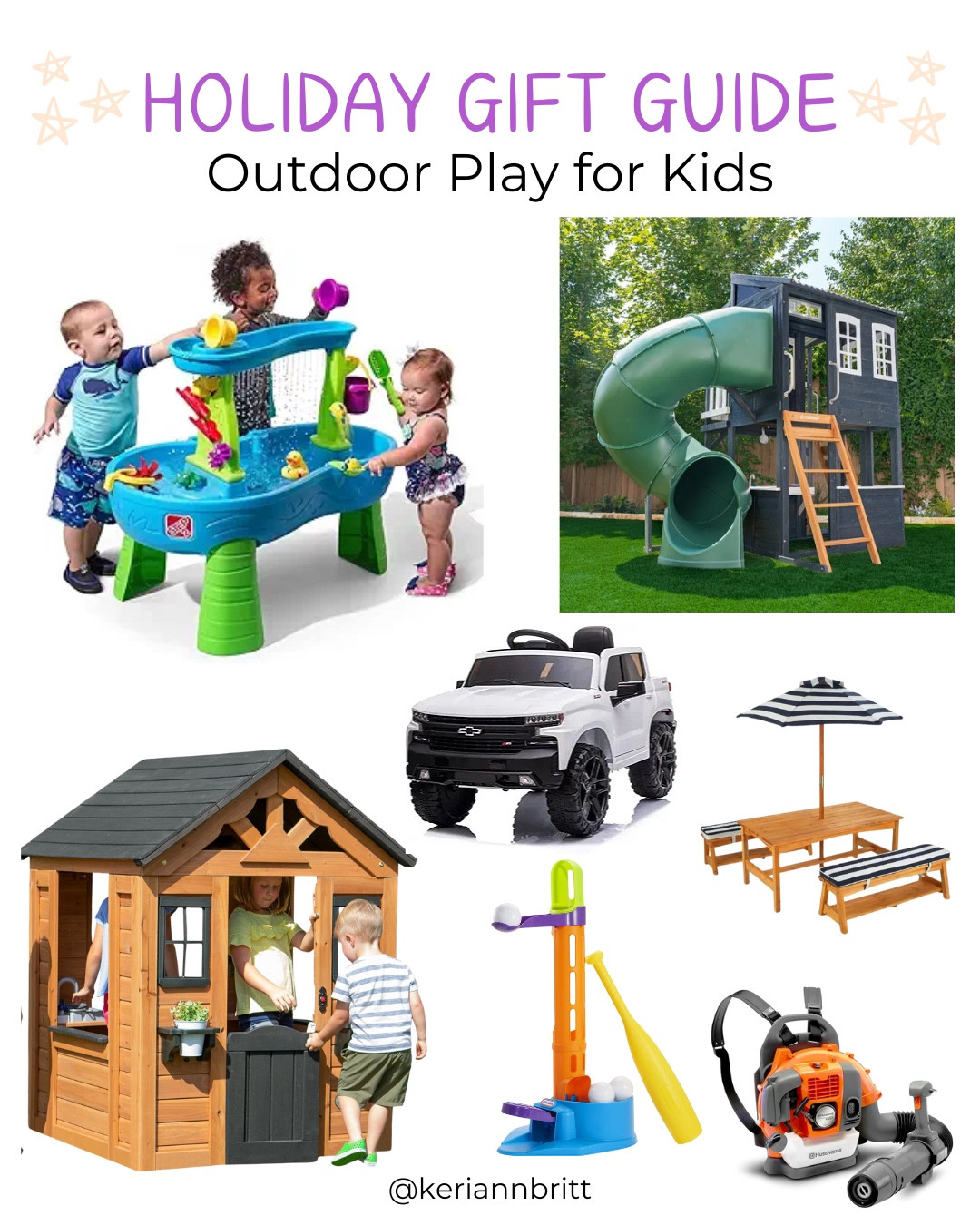 2024 Holiday Gift Guide - Outdoor Kids Toys 

2024 gifts / Christmas gift / presents for everyone / gift guide / holiday gift / Christmas gift guide / gifts for him / gifts for her / popular holiday gifts / outside play / kids toys / ride on car / playground / kid kraft / water table 

#LTKKids #LTKGiftGuide #LTKHoliday
